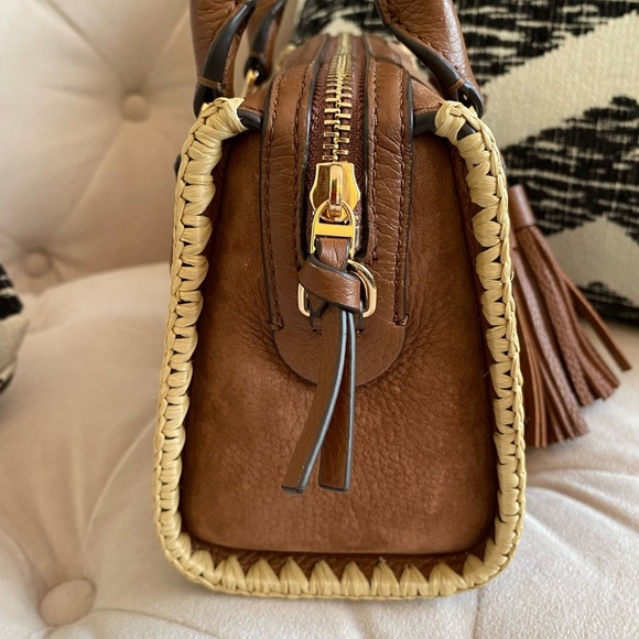 Tory Burch Thea Whipstitch Grizzly Mini Web Satchel - Picture 4 of 15